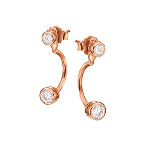 Fashionably Silver Essentials Rose Gold Plated Short Earrings-